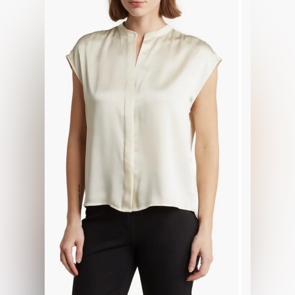 Vince Satin Shell in Soft Ivory, Large